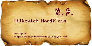 Milkovich Horácia névjegykártya